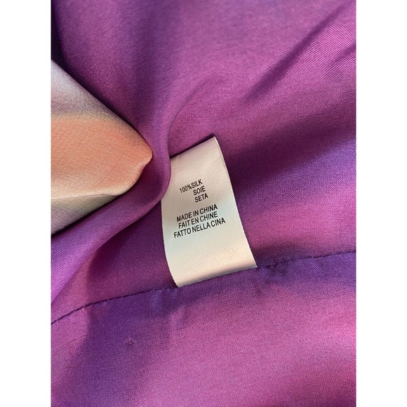 Halston Heritage One Shoulder Ruffled Dress Swirl Silk Mini Orange Purpl… - Picture 7 of 9